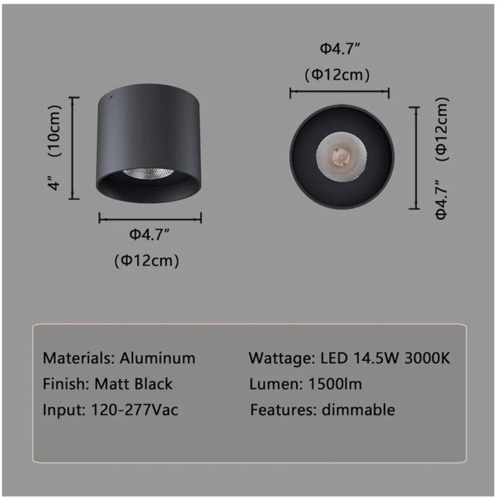 Ceiling Light Fixture, Flush Mount Ceiling Lights LED Dimmable Cylinder Ceili...